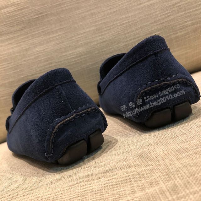 PRADA男鞋 普拉達專櫃最新款式 壓紋牛皮 原版套腳機車鞋 PRADA休閒皮鞋  hdx13452